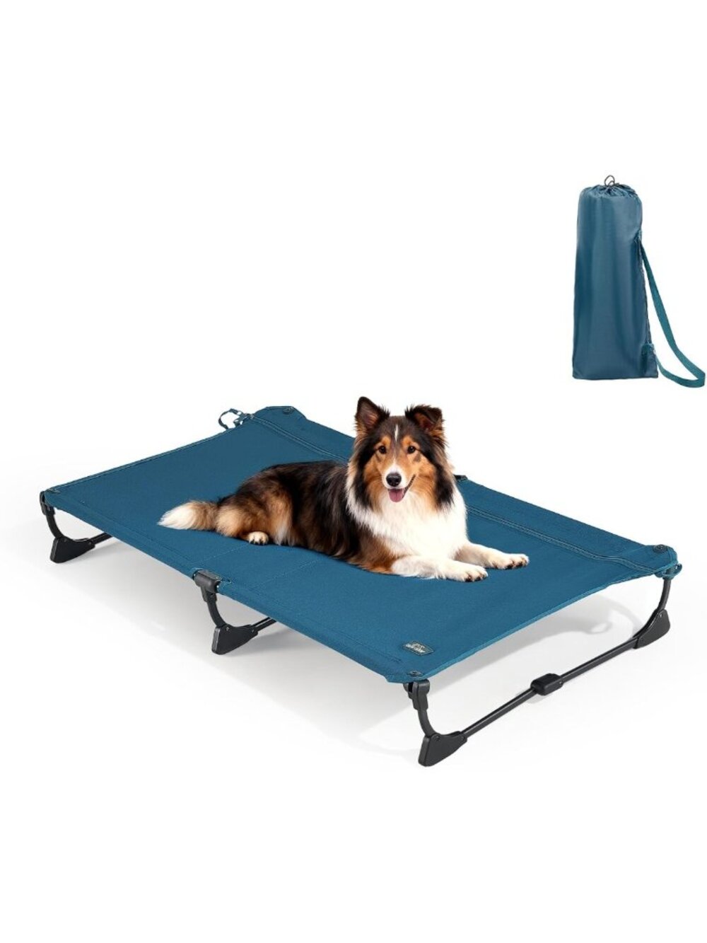 Elevated Dog Bed for Large Pets, Portable Cooling Cot with Non-Slip Feet, 43"x27